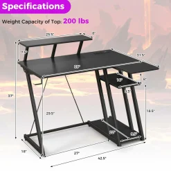 Tangkula L Shaped Gaming Desk with Power Outlets, Small Gaming Computer Desk 39inch with Storage Shelf