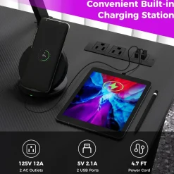 Tangkula L Shaped Gaming Desk with Power Outlets, Small Gaming Computer Desk 39inch with Storage Shelf