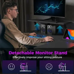 Tangkula L Shaped Gaming Desk with Power Outlets, Small Gaming Computer Desk 39inch with Storage Shelf