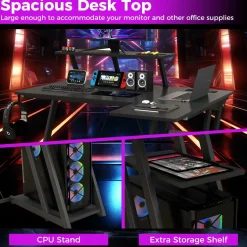 Tangkula L Shaped Gaming Desk with Power Outlets, Small Gaming Computer Desk 39inch with Storage Shelf