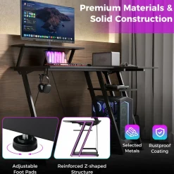 Tangkula L Shaped Gaming Desk with Power Outlets, Small Gaming Computer Desk 39inch with Storage Shelf