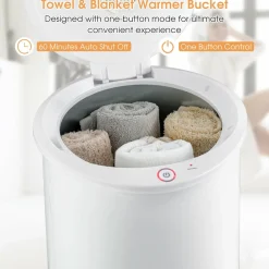 Tangkula 21L Towel Warmer Bucket for Bathroom, Large Towel Warmer w/Flip-Top Lid, 60 Min Auto Shut Off
