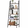 Tangkula Ladder Shelf, 5 Tier Industrial Bookcase, Multifunctional Display Bookshelf