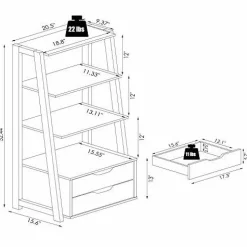 Tangkula Ladder Shelf Bookcase, Free Standing 4-Tier Bookshelf with 2 Storage Drawers