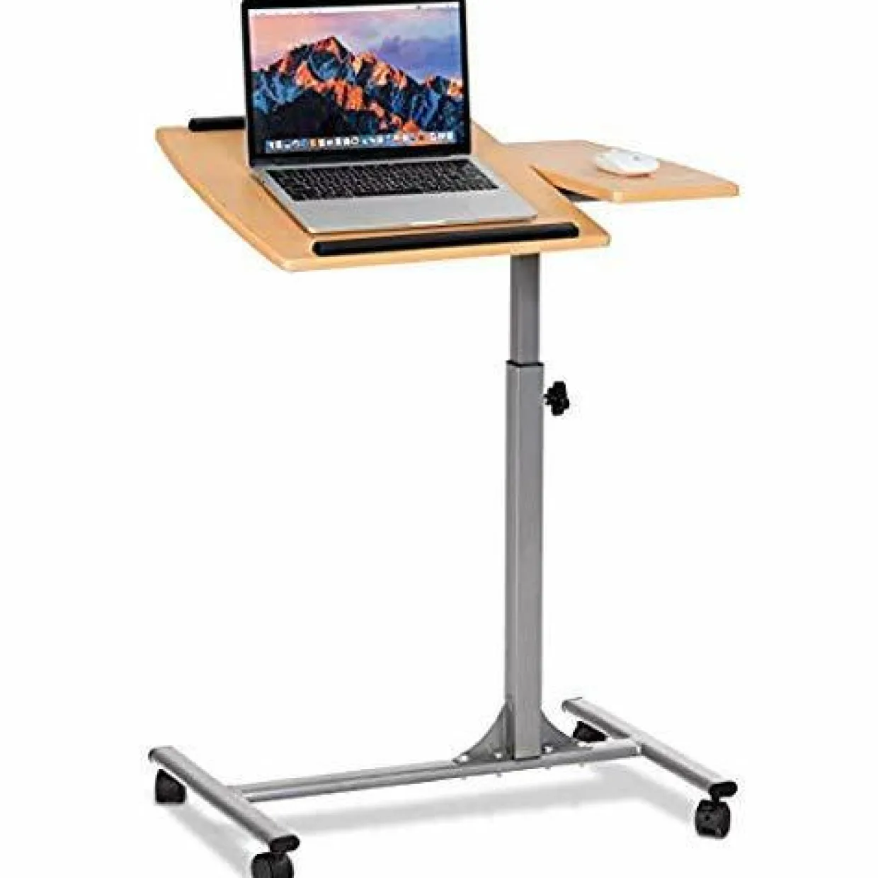 Tangkula Laptop Desk Overbed Table, Mobile Desk Cart, Angle & Height Adjustable Laptop Stand Cart