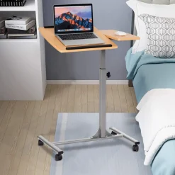 Tangkula Laptop Desk Overbed Table, Mobile Desk Cart, Angle & Height Adjustable Laptop Stand Cart