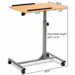Tangkula Laptop Desk Overbed Table, Mobile Desk Cart, Angle & Height Adjustable Laptop Stand Cart