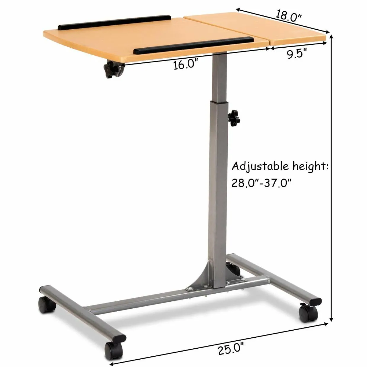 Tangkula Laptop Desk Overbed Table, Mobile Desk Cart, Angle & Height Adjustable Laptop Stand Cart