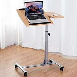 Tangkula Laptop Desk Overbed Table, Mobile Desk Cart, Angle & Height Adjustable Laptop Stand Cart