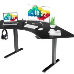 Tangkula Large L Shaped Dual Motor Standing Desk, 72" Electric Height Adjustable Stand Up Desk with 3 Memory Positions