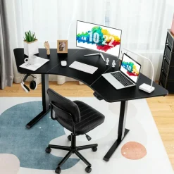 Tangkula Large L Shaped Dual Motor Standing Desk, 72" Electric Height Adjustable Stand Up Desk with 3 Memory Positions