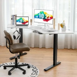 Tangkula Large L Shaped Dual Motor Standing Desk, 72