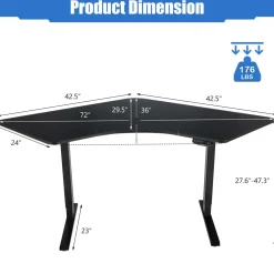 Tangkula Large L Shaped Dual Motor Standing Desk, 72