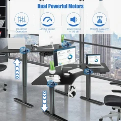 Tangkula Large L Shaped Dual Motor Standing Desk, 72