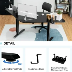 Tangkula Large L Shaped Dual Motor Standing Desk, 72