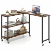 Tangkula Large Mobile Couch Table with 2-Tier Storage Shelves