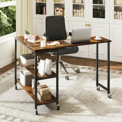 Tangkula Large Mobile Couch Table with 2-Tier Storage Shelves