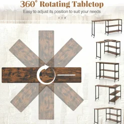 Tangkula Large Mobile Couch Table with 2-Tier Storage Shelves