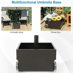 Tangkula 170LBS 2-in-1 Patio Umbrella Base, Fillable Umbrella Stand with 2 Universal Wheels (Black)