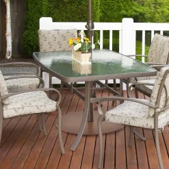 Tangkula 50LBS Patio Umbrella Base, 27.5 inches Round Umbrella Stand with Wheels