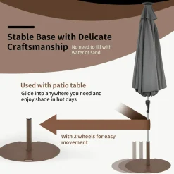 Tangkula 50LBS Patio Umbrella Base, 27.5 inches Round Umbrella Stand with Wheels