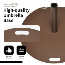Tangkula 50LBS Patio Umbrella Base, 27.5 inches Round Umbrella Stand with Wheels