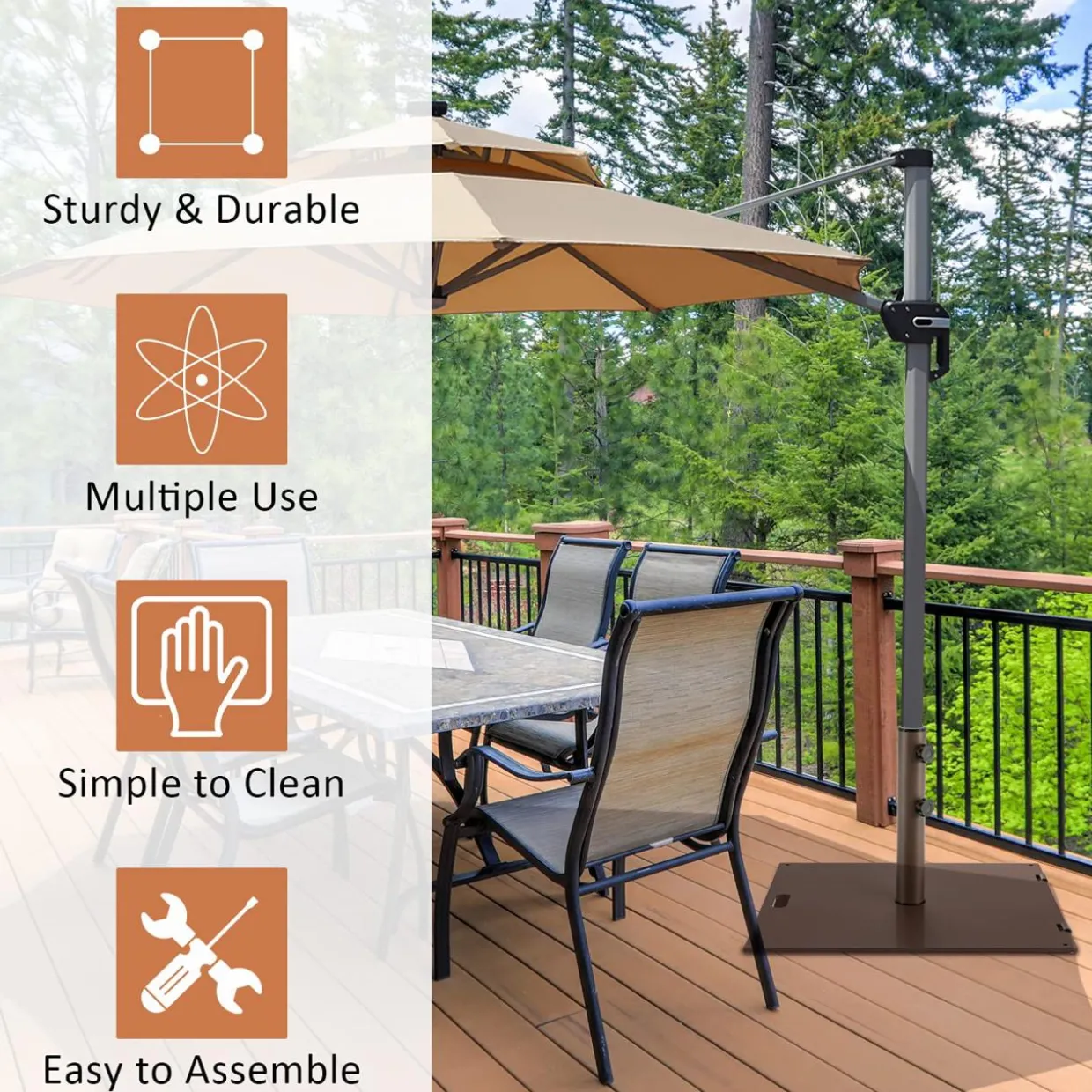 Tangkula 50LBS Patio Umbrella Base, Portable Outdoor Umbrella Base Stand