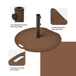 Tangkula 50LBS Patio Umbrella Base, 27.5 inches Round Umbrella Stand with Wheels