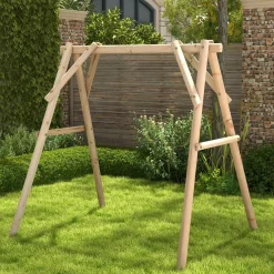 Tangkula 770lbs Porch Swing Frame, Heavy Duty A-Frame Wooden Swing Stand with Reinforced Bars