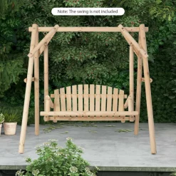 Tangkula 770lbs Porch Swing Frame, Heavy Duty A-Frame Wooden Swing Stand with Reinforced Bars