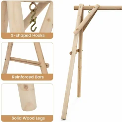 Tangkula 770lbs Porch Swing Frame, Heavy Duty A-Frame Wooden Swing Stand with Reinforced Bars