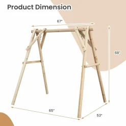 Tangkula 770lbs Porch Swing Frame, Heavy Duty A-Frame Wooden Swing Stand with Reinforced Bars