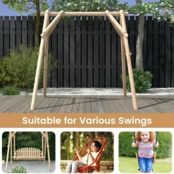 Tangkula 770lbs Porch Swing Frame, Heavy Duty A-Frame Wooden Swing Stand with Reinforced Bars