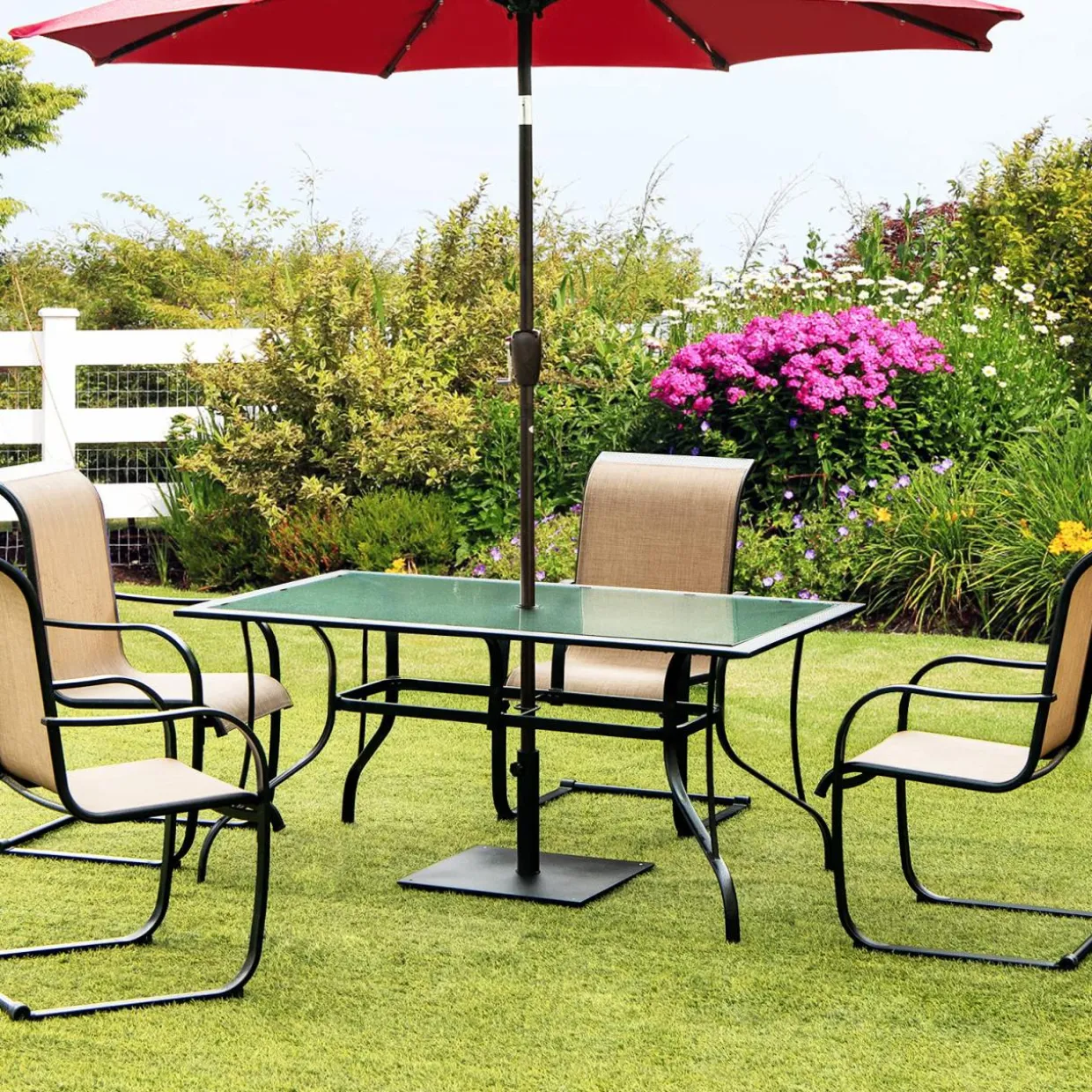 Tangkula 36LBS Square Umbrella Base, Heavy Duty Patio Umbrella Base Stand with 3 Adapters
