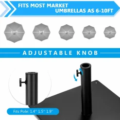 Tangkula 36LBS Square Umbrella Base, Heavy Duty Patio Umbrella Base Stand with 3 Adapters