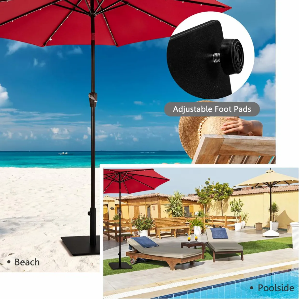 Tangkula 36LBS Square Umbrella Base, Heavy Duty Patio Umbrella Base Stand with 3 Adapters