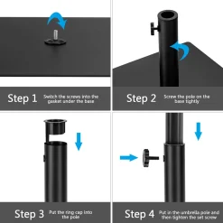 Tangkula 36LBS Square Umbrella Base, Heavy Duty Patio Umbrella Base Stand with 3 Adapters