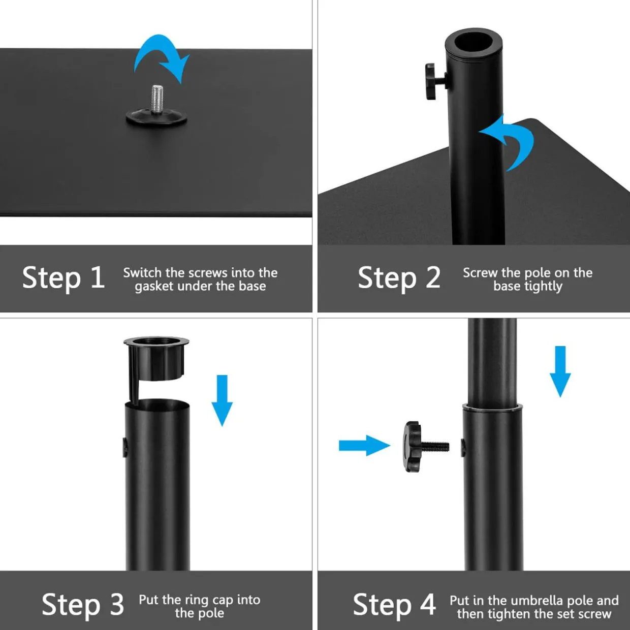 Tangkula 36LBS Square Umbrella Base, Heavy Duty Patio Umbrella Base Stand with 3 Adapters