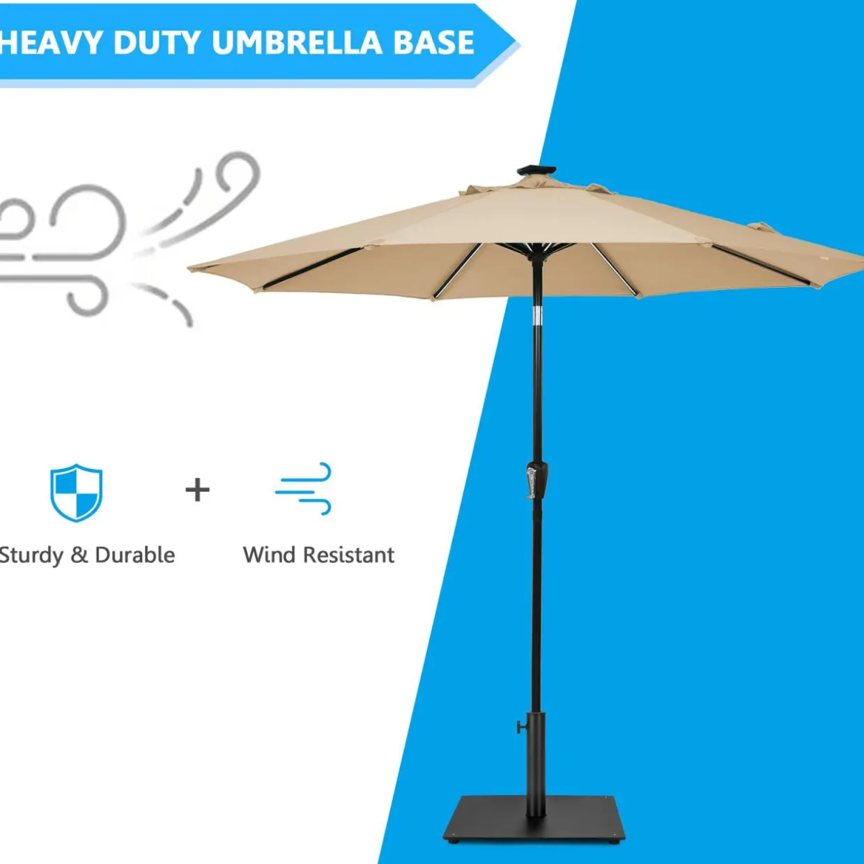Tangkula 36LBS Square Umbrella Base, Heavy Duty Patio Umbrella Base Stand with 3 Adapters