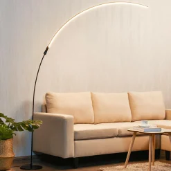 Tangkula LED Arc Floor Lamp, Curved Contemporary Minimalist Standing Lamp with 3 Brightness Levels