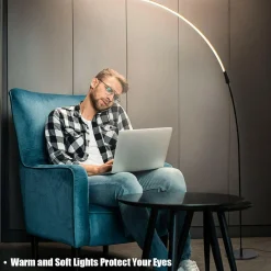Tangkula LED Arc Floor Lamp, Curved Contemporary Minimalist Standing Lamp with 3 Brightness Levels