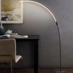 Tangkula LED Arc Floor Lamp, Curved Contemporary Minimalist Standing Lamp with 3 Brightness Levels
