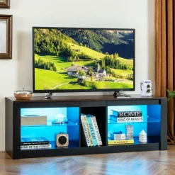 Tangkula LED TV Stand for 65 Inch TVs, Gaming Entertainment Center w/Open Storage