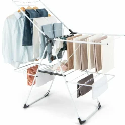 Tangkula 2-Level Laundry Drying Rack, Foldable Clothes Drying Rack with Height Adjustable Wings