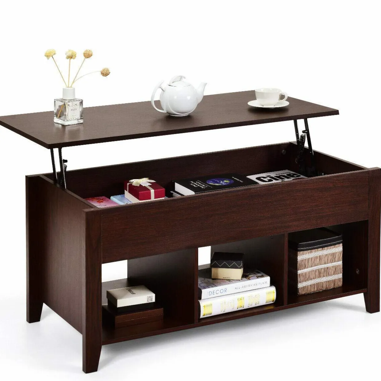 Tangkula Lift Top Coffee Table, with Hidden Storage Compartment and Shelf