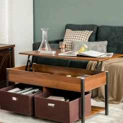 Tangkula Lift Top Coffee Table, Multifunctional Pop-up Central Table with Lifting Tabletop