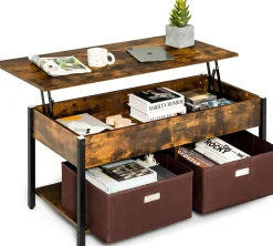 Tangkula Lift Top Coffee Table, Multifunctional Pop-up Central Table with Lifting Tabletop