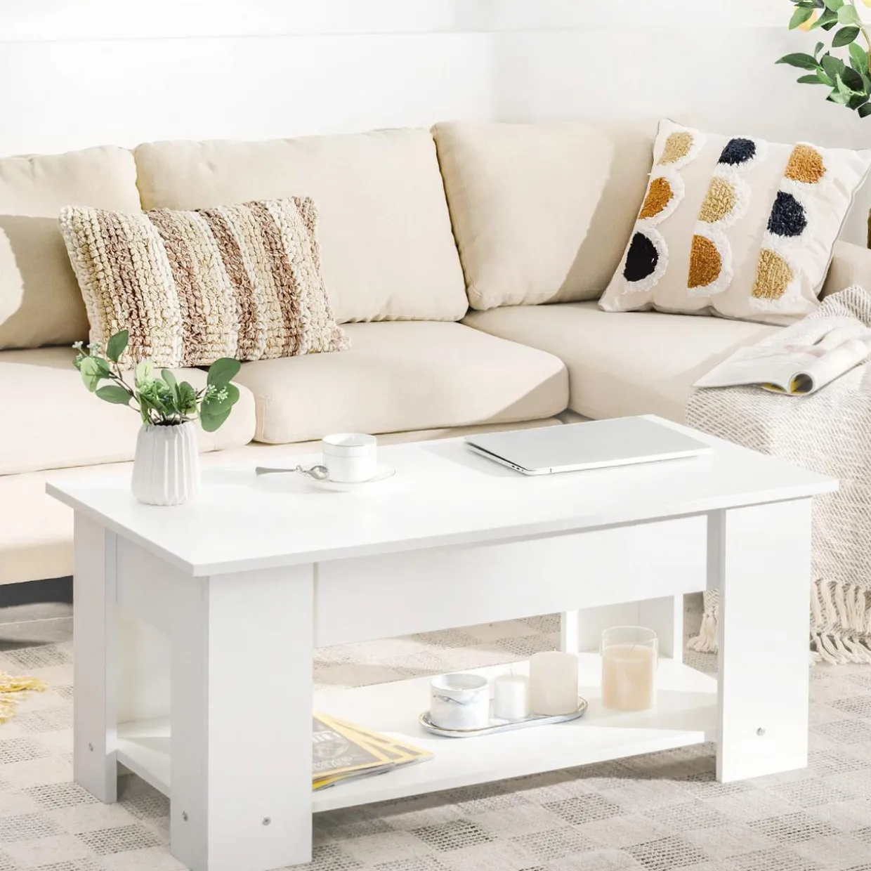 Tangkula Lift Top Coffee Table, Cocktail Table with Lift-Up Desktop