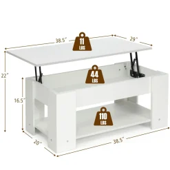 Tangkula Lift Top Coffee Table, Cocktail Table with Lift-Up Desktop