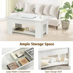 Tangkula Lift Top Coffee Table, Cocktail Table with Lift-Up Desktop